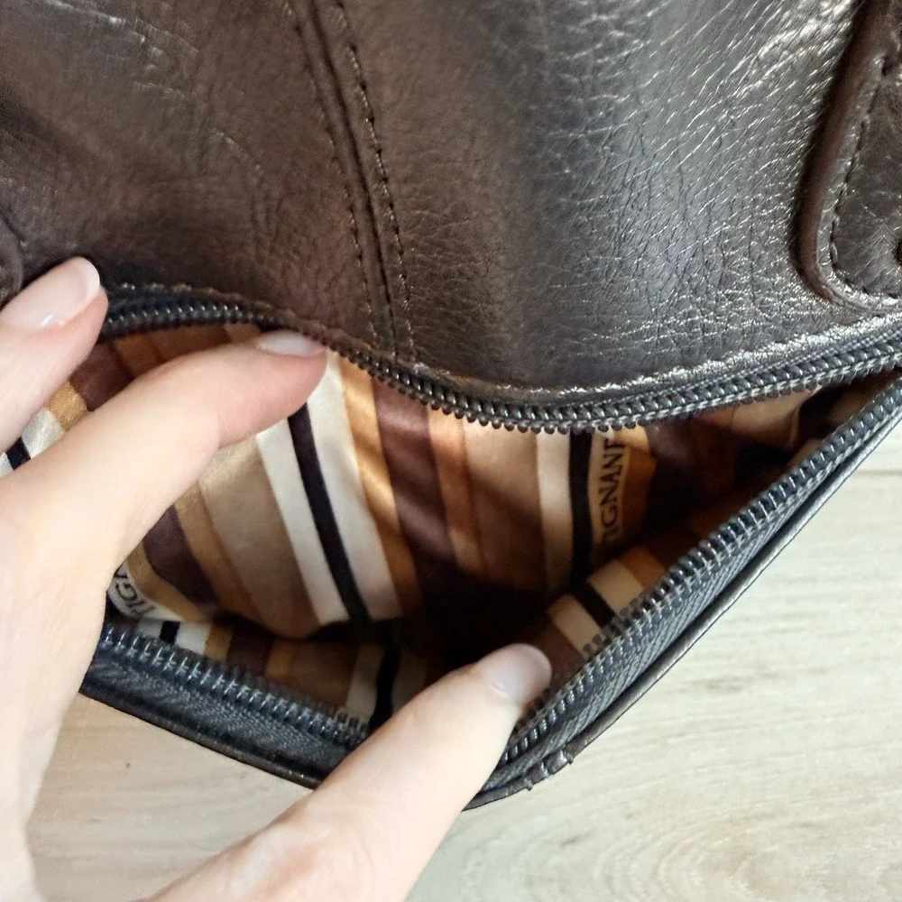 Tiganello Pewter Metallic Leather Handbag